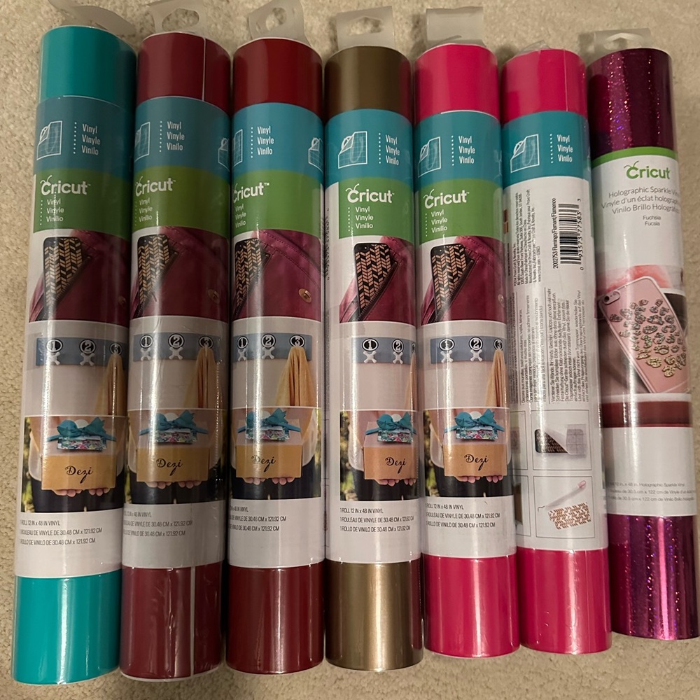 7 brand new rolls of cricut vinyl.